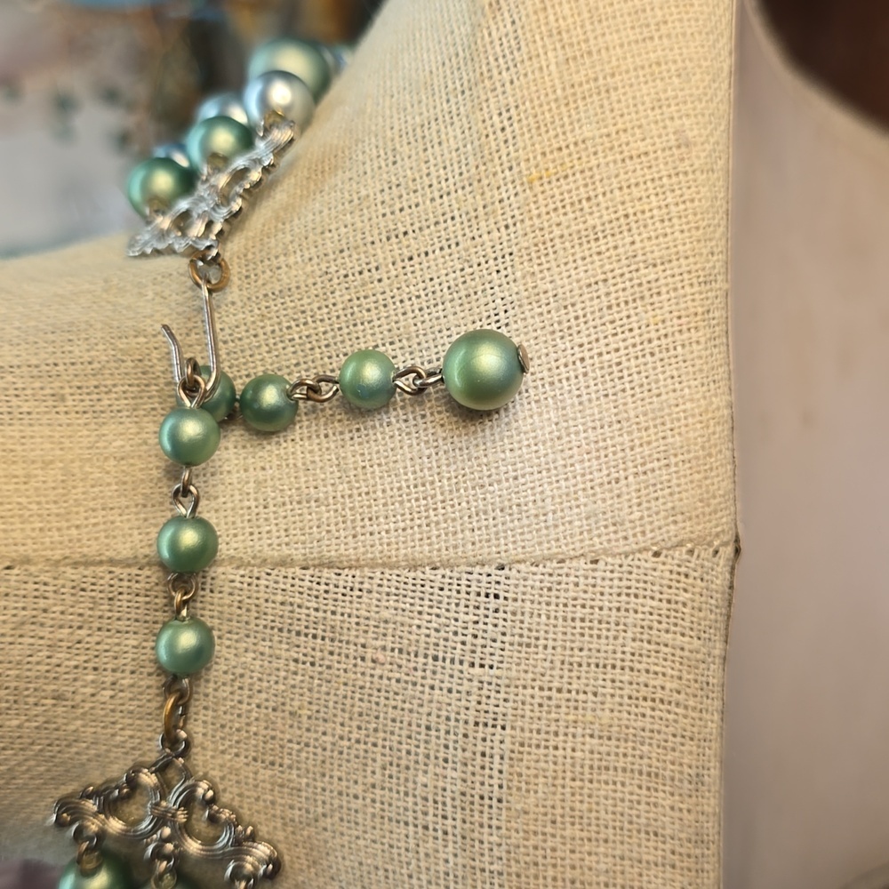 Vintage Multi-Strand Blue Beaded Necklace - Picture 3 of 5